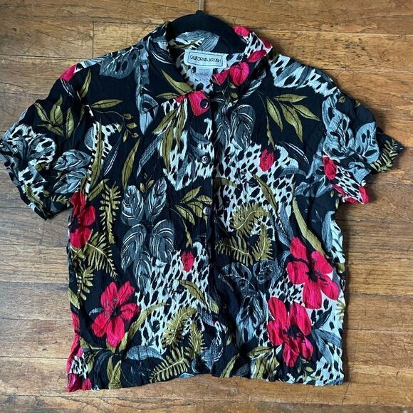 Vintage California Krush Button Up Tropical Boho Shirt Size Small - Picture 2 of 4